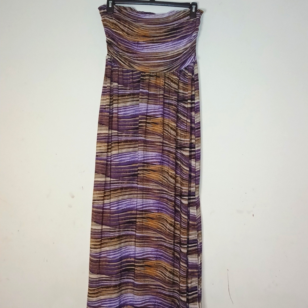Mlle Gabrielle Strapless‎ Maxi Dress, pattern, slit on left Women’s Size 2X